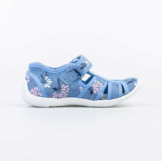 421064-12 Босоножки текстильные для девочки для девочки голубой фото №2