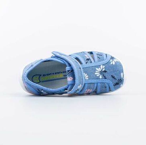 421064-12 Босоножки текстильные для девочки для девочки голубой фото №4