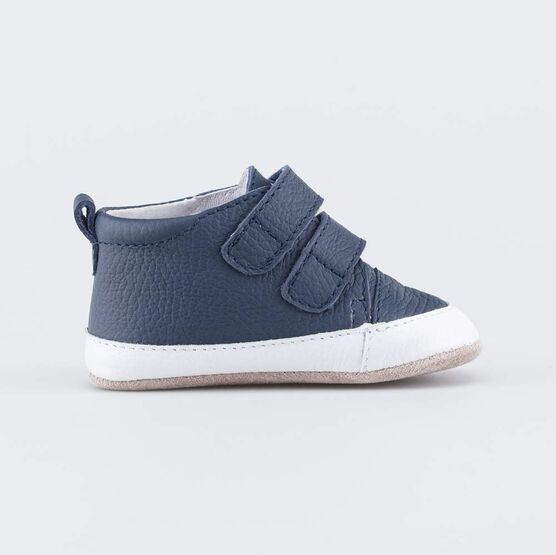 002139-24 Кожаные пинетки на липучке для мальчики синий фото №2