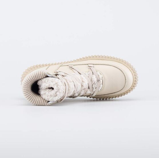 554083-51 Зимние ботинки с пушистым язычком для девочки бежевый фото №4