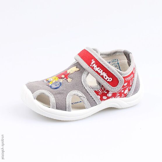 121038-14 Сандалии текстильные для мальчики сер-кра