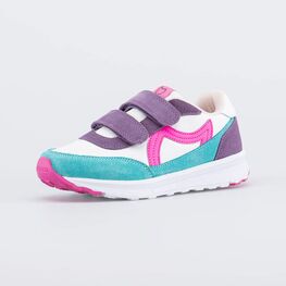 644427-72 Яркие кроссовки на липучках для девочки бежевый