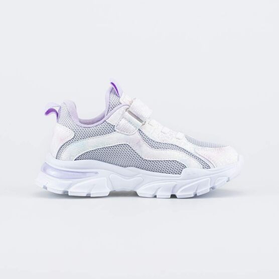 644429-71 Блестящие кроссовки для девочки белый + серебристый фото №2