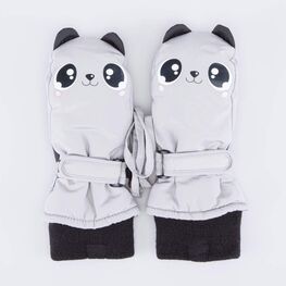 07821147-40 Варежки утепленные Милый котик серый для девочки светло-серый