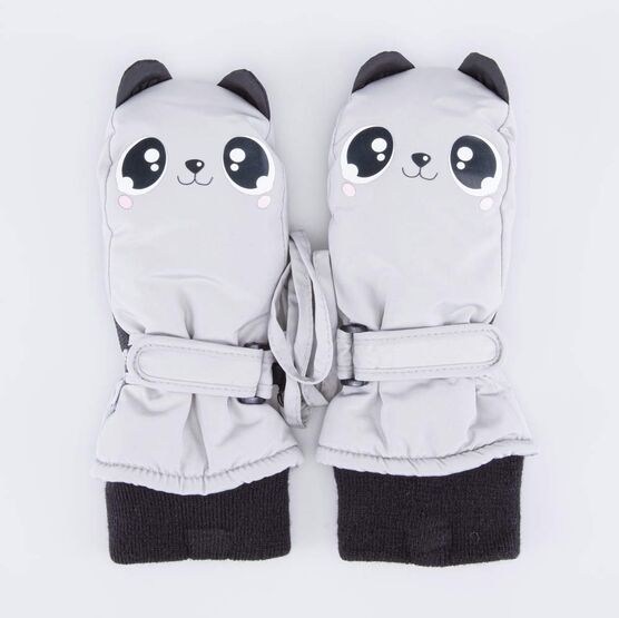 07821147-40 Варежки утепленные Милый котик серый для девочки светло-серый