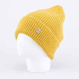 07711446-40 Однослойная шапка с отворотом горчичный для мальчики горчичный