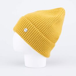 07711446-40 Однослойная шапка с отворотом горчичный для мальчики горчичный фото №2