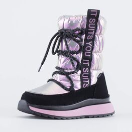 664992-41 Мембранные сапожки на молнии для девочки сир-чер