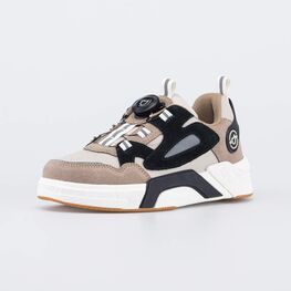 634166-71 Полуботинки с системой быстрой шнуровки для мальчики бежевый + белый