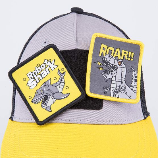 07709018-40 Кепка-бейсболка с сеткой для мальчика Акула для мальчики черный + желтый фото №3