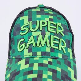 07709047-40 Кепка-бейсболка с сеткой для мальчика Super gamer для мальчики черный + зеленый фото №3