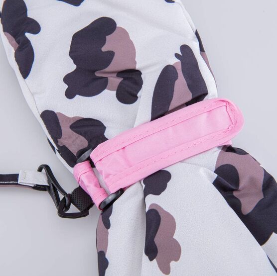 07821257-40 Варежки-краги Леопард для девочки белый + розовый фото №4