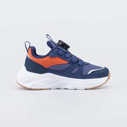 344551-14 Кроссовки с системой быстрой шнуровки для мальчики синий + оранжевый фото №2