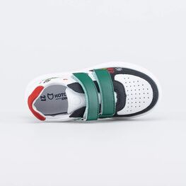 532279-29 Кожаные кеды-полуботинки на липучках для мальчики белый + зеленый фото №4