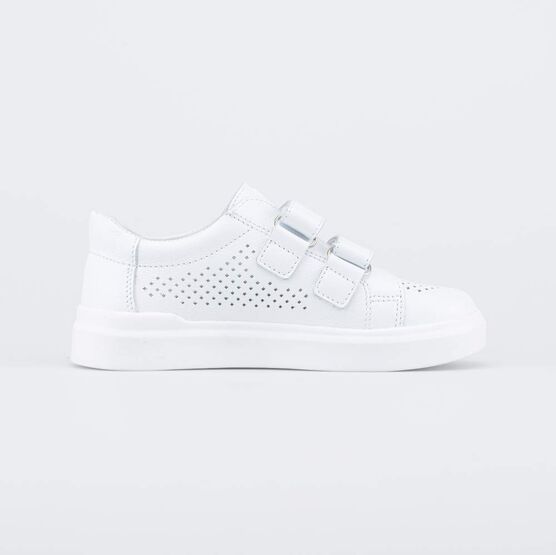 532285-23 Кожаные полуботинки с перфорацией для девочки белый фото №2