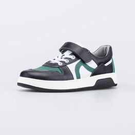 532321-23 Кожаные полуботинки для мальчика для мальчики черный + зеленый