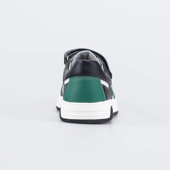 532321-23 Кожаные полуботинки для мальчика для мальчики черный + зеленый фото №5