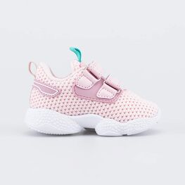 044001-11 Детские текстильные кроссовки на липучках для девочки розовый фото №2