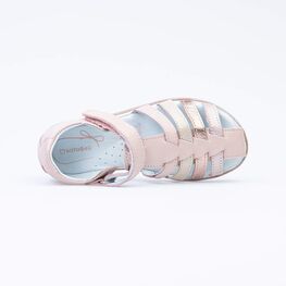 522150-25 Кожаные сандалии для девочки для девочки пудровый фото №4