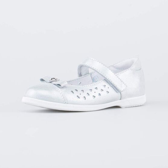 532266-23 Кожаные туфли для девочки для девочки серебрист.