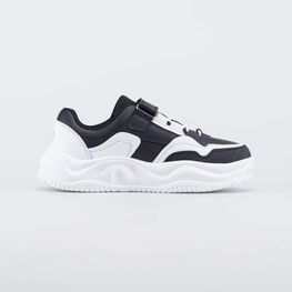 644491-72 Черные кожаные кроссовки на липучке для мальчики черный + белый фото №2