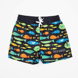 07753019-40 Шорты пляжные для мальчика Рыбки для мальчики черный