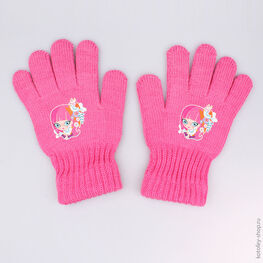 07822088-10 Перчатки однослойные розовые для девочки розовый