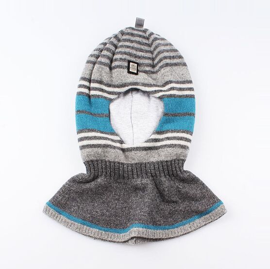 07711239-40 Зимняя шапка-шлем из шерсти и кашемира серый для мальчики светло-синий