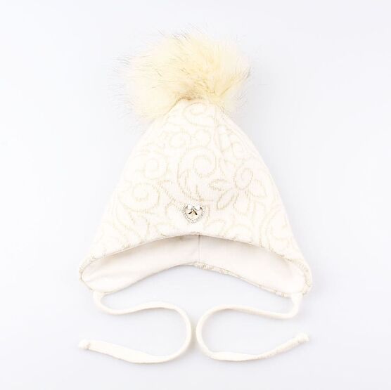 07811147-40 Теплая шапка для девочки, бежевая для девочки бежевый