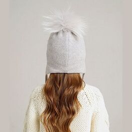 07811219-40 Теплая шапка для девочки Единорог для девочки серый фото №4