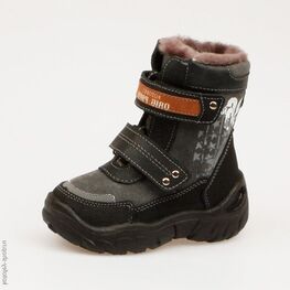 352050-51 Сапожки для мальчики серый-черный