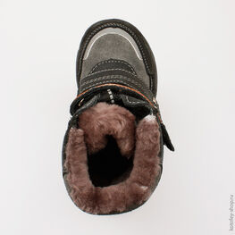 352050-51 Сапожки для мальчики серый-черный фото №4