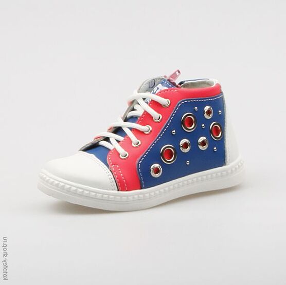 352059-21 Ботинки для девочки син-бел-роз