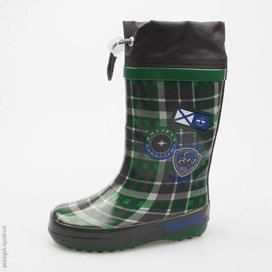 366129-11 Резиновые сапоги для девочки сер-зел