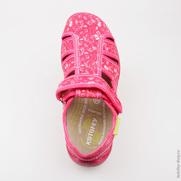 421001-18 Босоножки текстильные для девочки фуксия фото №4