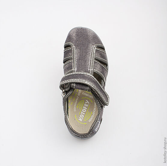 421006-15 Сандалии текстильные для мальчики серый фото №4
