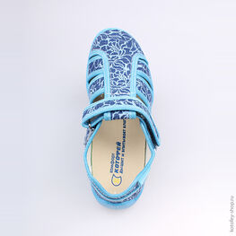 421009-11 Босоножки текстильные для девочки син-гол фото №4