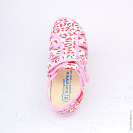 421010-12 Босоножки текстильные для девочки фук-бел фото №4