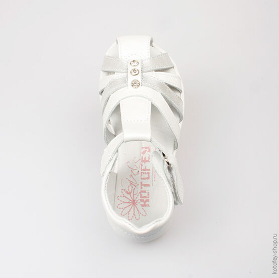 422049-21 Босоножки для девочки белый фото №4