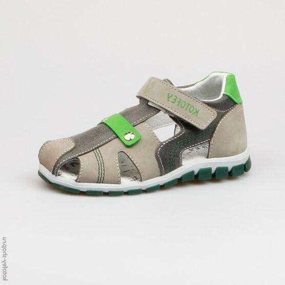 422056-22 Сандалии кожаные для мальчика для мальчики сер-сал