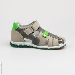 422056-22 Сандалии кожаные для мальчика для мальчики сер-сал фото №2