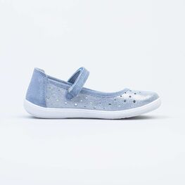 532234-24 Туфли-балетки для девочки кожаные для девочки голубой фото №2