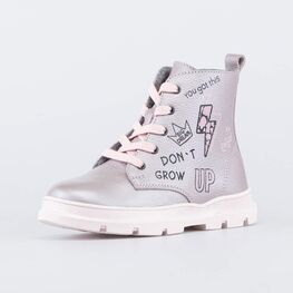 552280-31 Кожаные ботинки для девочки на весну/осень для девочки сир-роз