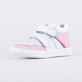 152347-22 Кожаные ботинки на липучках для девочки белый