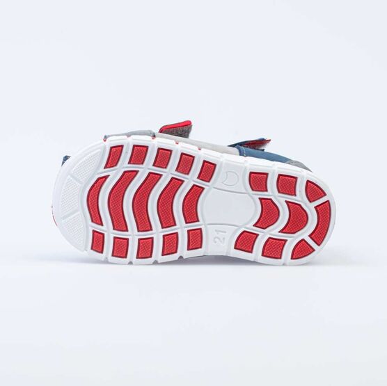 122159-22 Сандалии из натурального нубука для мальчика для мальчики сер-син-кра фото №3