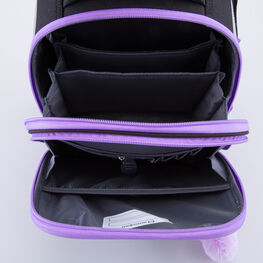 02804343-40 Школьный набор рюкзак + мешок + пенал для девочки черный фото №4