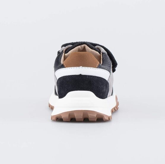 644456-25 Кожаные кроссовки на липучках для мальчика для мальчики черный + серый фото №5