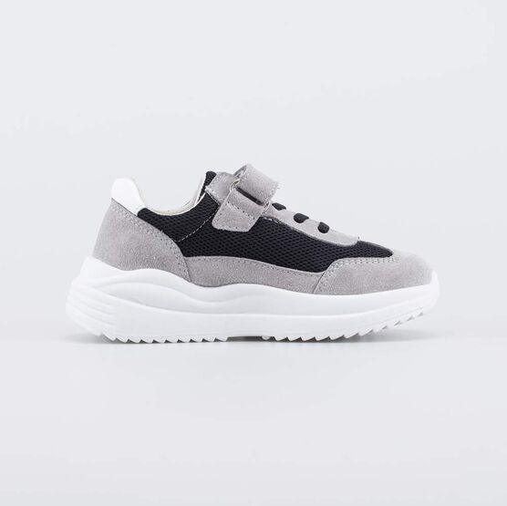 634171-13 Кожаные полуботинки-кроссовки для мальчика-подростка для мальчики серый + черный фото №2