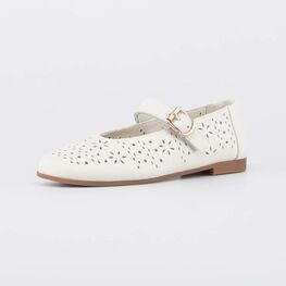 532366-21 Детские праздничные туфли с перфорацией бежевые для девочки бежевый