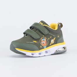 144239-72 Кроссовки с LED и Softshell Три кота для мальчики оливковый